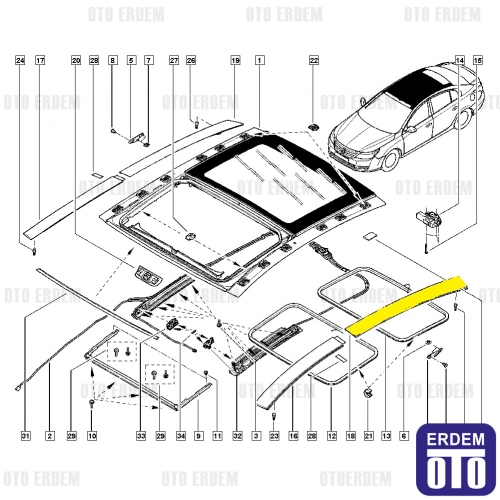 Renault Latitude Tavan Bandı Arka Sol Açılır Tavan İçin 738570056R