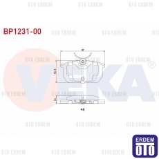 Fiat Tempra / Brava / Bravo / Alfa Romeo 155 Fren Balata Arka BP1231-00 BP1231-00