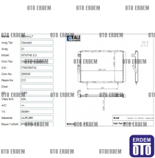 Renault R21 Optima Motor Su Radyatörü 1 Sıra Kale 7702247464 7702247464