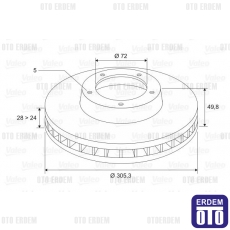 Trafic 2 Fren Diski Ön Havalı 305.5Mm Valeo 7711130077 7711130077