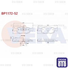 Fiat Grande Punto Evo Fren Balatası Ön Fişli 1.2i 1.3 Mjt 1.4 1.6 2008-2012 BP1172-52 - 2