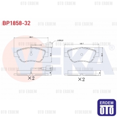 Fiat Linea / Punto Evo / Alfa Romeo Mito Fren Balata Ön Çift Fişli BP1858-32 - 2