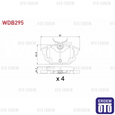 Fiat Marea 2.0i Fren Balata Arka 1996-2007 / Brava 2.0i Hgt 20v 1995-2002 / Bravo 2.0i 20v Hgt 1995-2004 / Alfa Romeo 145 1.4 1994-2001 / 1.6 1994-2001 / 1.9 Td 1994-2001 / 146 1.4 1994-2001 / 146 1.6 1994-2001 WDB295