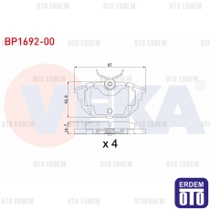 Fiat Marea / Brava / Bravo / Alfa Romeo 145 146 Arka Fren Balata 2.0i 1.4 1.6 1.9 Td 1994-2007f BP1692-00 - 2
