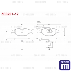 Fiat Palio Albea Siena Fren Balatası Ön 1996-2005 ZEG281-42
