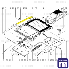 Renault Latitude Tavan Bandı Arka Sağ Açılır Tavan İçin 738560038R - 4